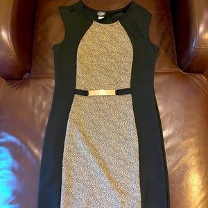 Fitted spandex dress black&beige Medium
